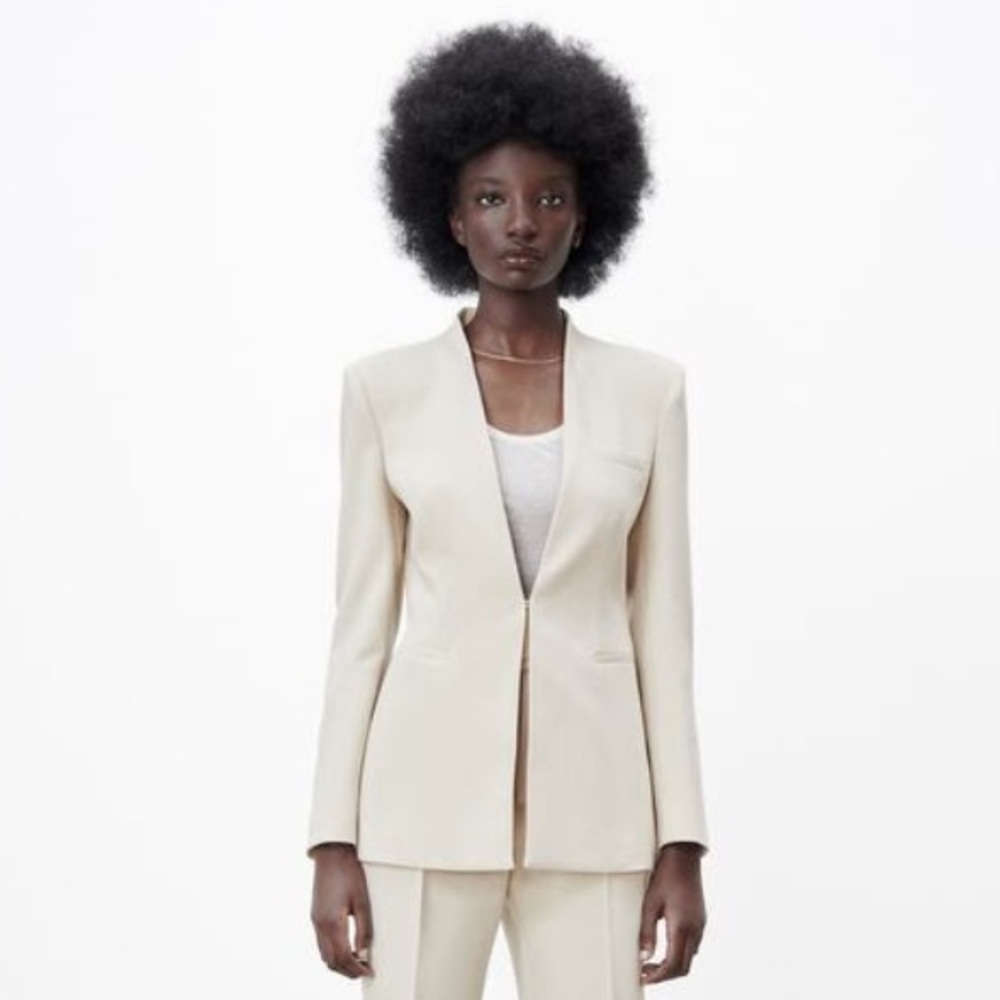 NWT Zara Inverted Collar Blazer Ecru SZ M AS SEEN ON KATE MIDDELTON